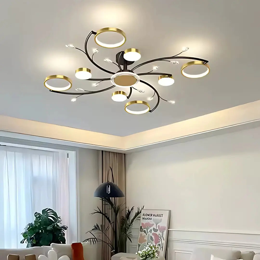 Lampadario LED con Telecomando KARINA, 65W, 8 Elementi, Luce Calda/Fredda/Neutra, Dimmerabile, Oro Lampadari LED con Telecomando Titolo predefinito Alessandro Design