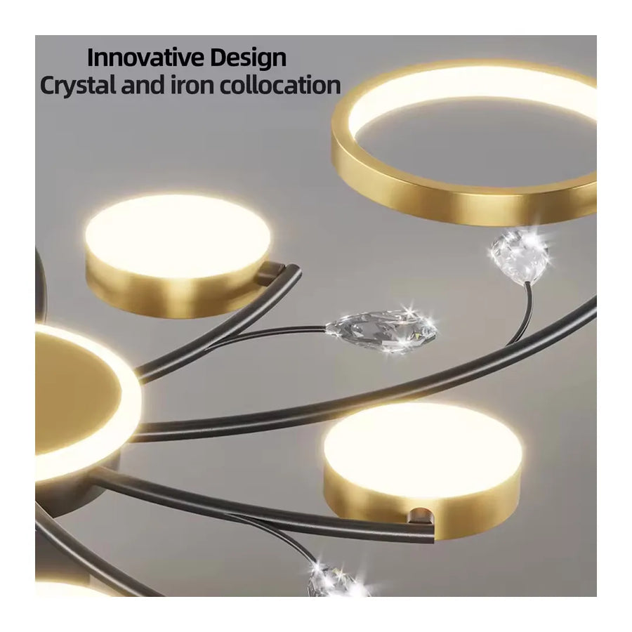 Lampadario LED con Telecomando KARINA, 65W, 8 Elementi, Luce Calda/Fredda/Neutra, Dimmerabile, Oro Lampadari LED con Telecomando Titolo predefinito Alessandro Design