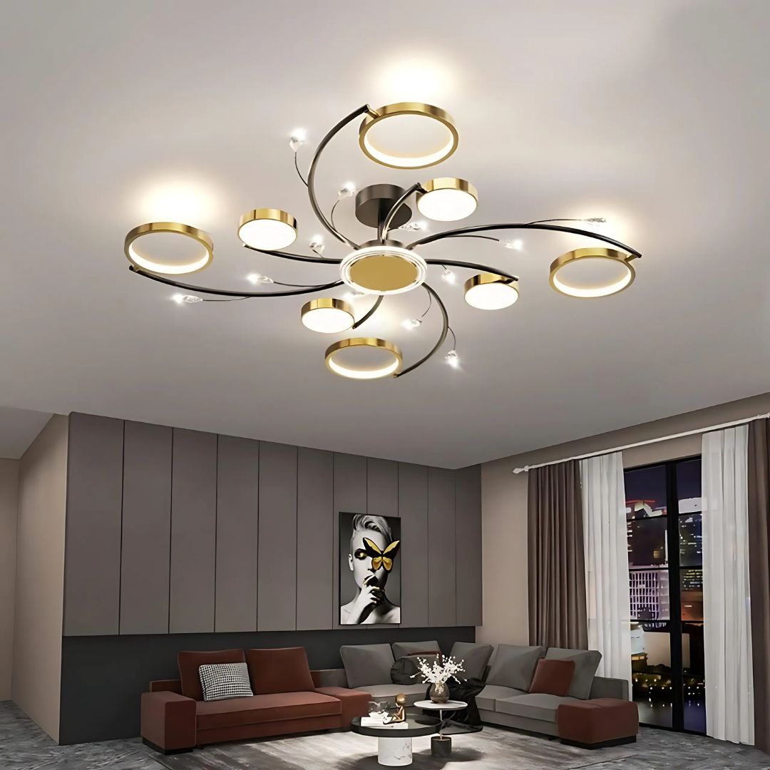 Lampadario LED con Telecomando KARINA, 65W, 8 Elementi, Luce Calda/Fredda/Neutra, Dimmerabile, Oro Lampadari LED con Telecomando Titolo predefinito Alessandro Design