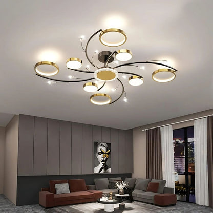 Lampadario LED con Telecomando KARINA, 65W, 8 Elementi, Luce Calda/Fredda/Neutra, Dimmerabile, Oro Lampadari LED con Telecomando Titolo predefinito Alessandro Design