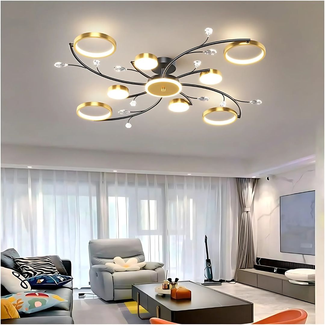 Lampadario LED con Telecomando KARINA, 65W, 8 Elementi, Luce Calda/Fredda/Neutra, Dimmerabile, Oro Lampadari LED con Telecomando Titolo predefinito Alessandro Design