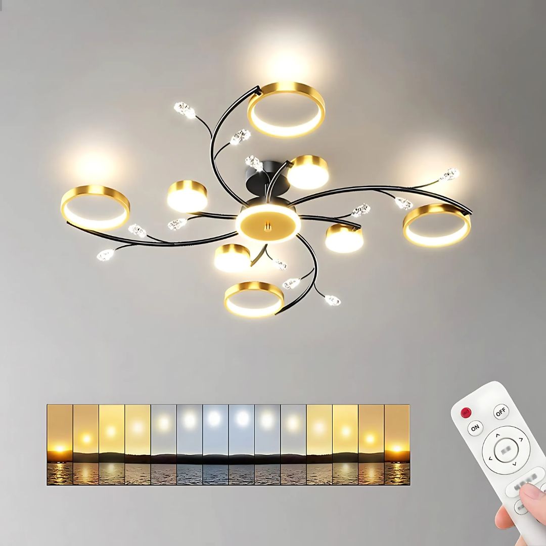Lampadario LED con Telecomando KARINA, 65W, 8 Elementi, Luce Calda/Fredda/Neutra, Dimmerabile, Oro Lampadari LED con Telecomando Titolo predefinito Alessandro Design