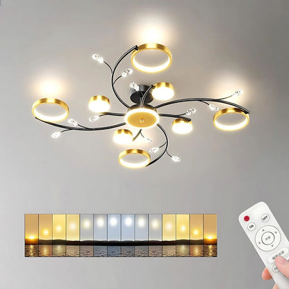 Lampadario LED con Telecomando KARINA, 65W, 8 Elementi, Luce Calda/Fredda/Neutra, Dimmerabile, Oro Lampadari LED con Telecomando Titolo predefinito Alessandro Design