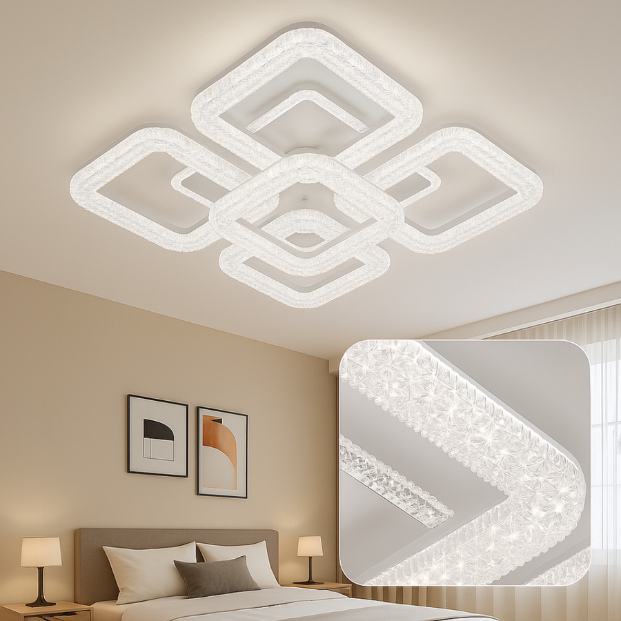Lampadario LED Astrid con Telecomando, 134W, Dimmerabile, Lampadari LED Bianchi con Telecomando Titolo predefinito Alessandro Design