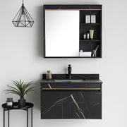 Set Mobili Bagno MARBLE, Mobile Lavabo+Armadietto Specchio 60 cm, 2 Pezzi, Mobili Bagno Nero Titolo predefinito Alessandro Design