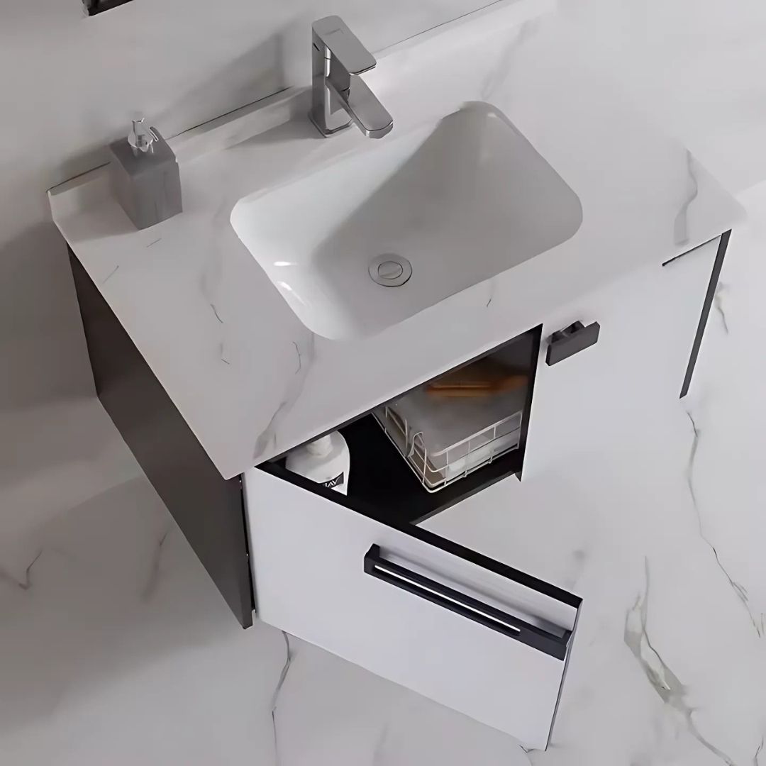 Set Mobili da Bagno CRETA, 60x50 cm, 2 Pezzi, Mobili da Bagno in Bianco e Nero Titolo predefinito Alessandro Design