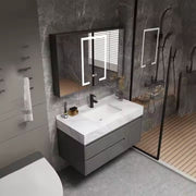 SANTORINI Set Mobili da Bagno, Mobile Lavabo + Mobile Specchio 80 cm, 2 Pezzi, Mobili Bagno Grigio e Bianco Titolo predefinito Alessandro Design