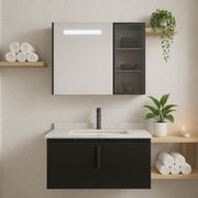 Set Mobili da Bagno RHODOS, 80 cm, 2 Pezzi, Mobili da Bagno in Bianco e Nero Titolo predefinito Alessandro Design