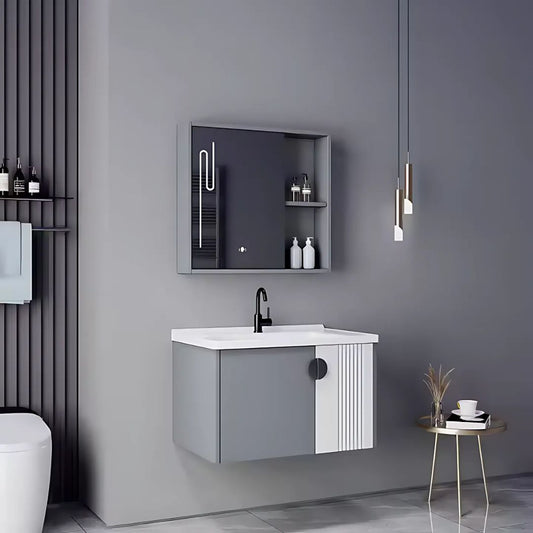 MYKONOS Set Mobili da Bagno, 80x40 cm, 2 Pezzi, Mobili da Bagno Grigi e Bianchi Titolo predefinito Alessandro Design