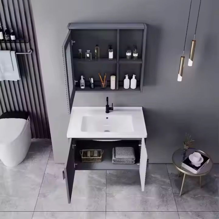 MYKONOS Set Mobili da Bagno, 80x40 cm, 2 Pezzi, Mobili da Bagno Grigi e Bianchi Titolo predefinito Alessandro Design