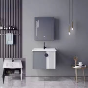 MYKONOS Set Mobili da Bagno, Mobile Lavabo+Armadietto a Specchio 60 cm, 2 Pezzi, Mobili da Bagno Grigio e Bianco Titolo predefinito Alessandro Design