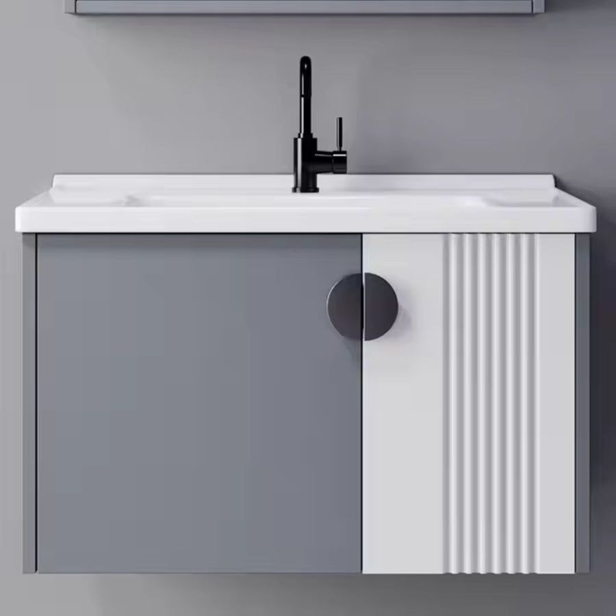 MYKONOS Set Mobili da Bagno, Mobile Lavabo+Armadietto a Specchio 60 cm, 2 Pezzi, Mobili da Bagno Grigio e Bianco Titolo predefinito Alessandro Design