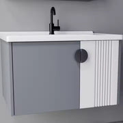 MYKONOS Set Mobili da Bagno, Mobile Lavabo+Armadietto a Specchio 60 cm, 2 Pezzi, Mobili da Bagno Grigio e Bianco Titolo predefinito Alessandro Design