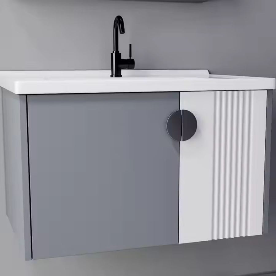 MYKONOS Set Mobili da Bagno, Mobile Lavabo+Armadietto a Specchio 60 cm, 2 Pezzi, Mobili da Bagno Grigio e Bianco Titolo predefinito Alessandro Design