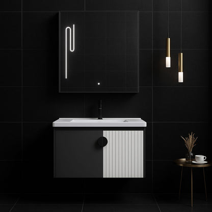 MYKONOS Set Mobili da Bagno, Mobile Lavabo+Armadietto a Specchio 60 cm, 2 Pezzi, Mobili da Bagno Grigio e Bianco Titolo predefinito Alessandro Design