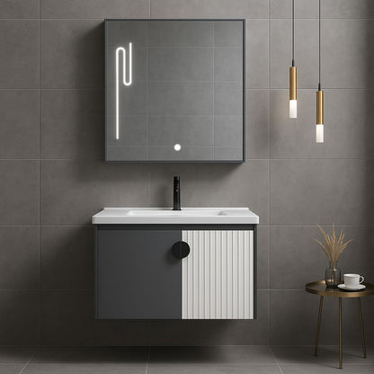 MYKONOS Set Mobili da Bagno, Mobile Lavabo+Armadietto a Specchio 60 cm, 2 Pezzi, Mobili da Bagno Grigio e Bianco Titolo predefinito Alessandro Design