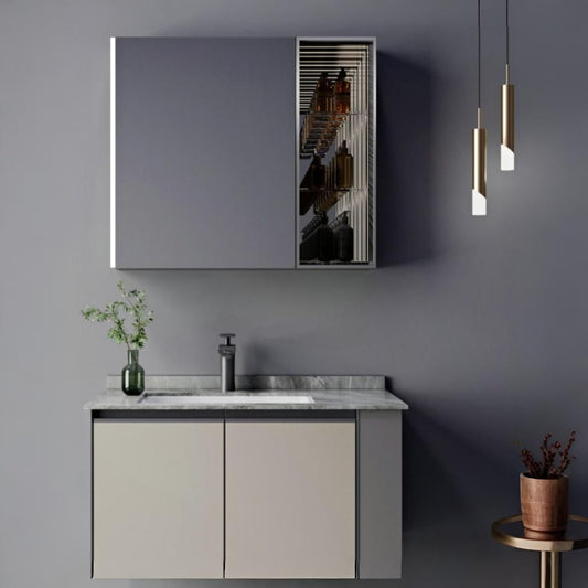 Set mobili da bagno ZAKYNTHOS, 80 cm, 2 pezzi, mobili da bagno grigio e crema Titolo predefinito Alessandro Design