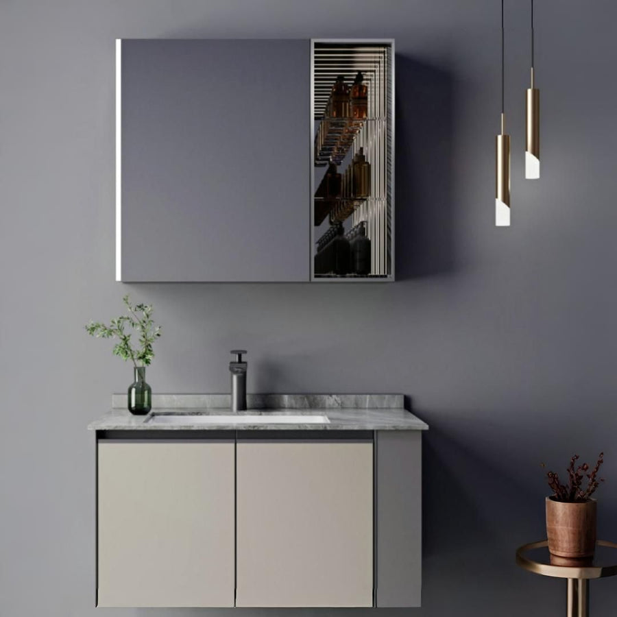 Set mobili da bagno ZAKYNTHOS, 80 cm, 2 pezzi, mobili da bagno grigio e crema Titolo predefinito Alessandro Design