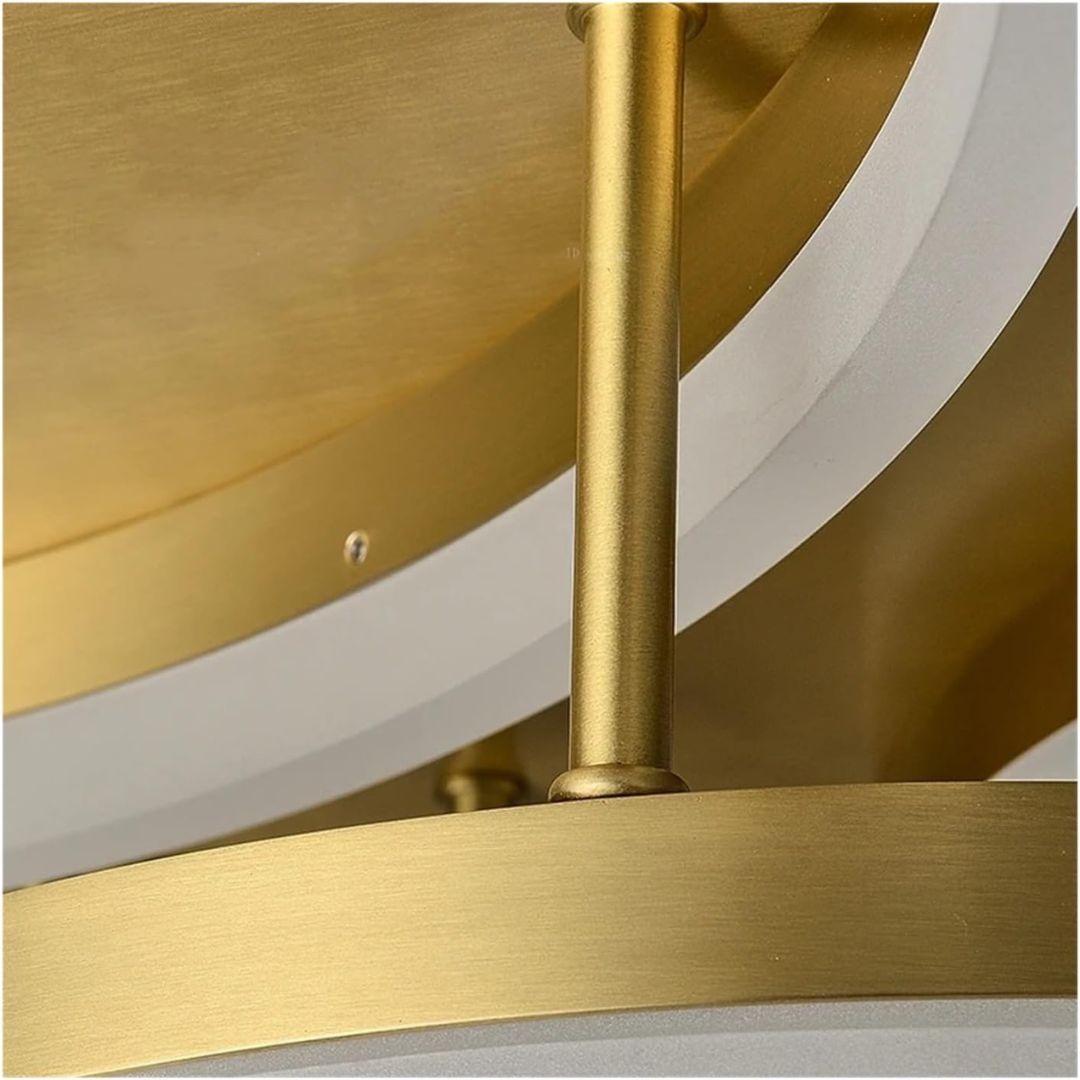 Lampadario LED con Telecomando RINOVA, 4 Cerchi, 112W, Luce Calda/Fredda/Neutra, Dimmerabile, Lampadari LED Oro con Telecomando Titolo predefinito Alessandro Design