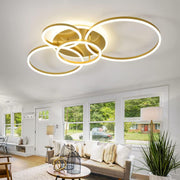Lampadario LED con Telecomando RINOVA, 4 Cerchi, 112W, Luce Calda/Fredda/Neutra, Dimmerabile, Lampadari LED Oro con Telecomando Titolo predefinito Alessandro Design