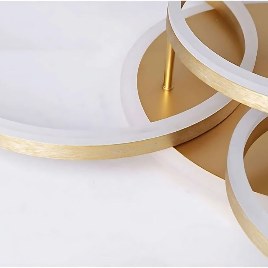 Lampadario LED con Telecomando RINOVA, 4 Cerchi, 112W, Luce Calda/Fredda/Neutra, Dimmerabile, Lampadari LED Oro con Telecomando Titolo predefinito Alessandro Design
