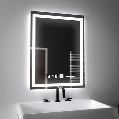 Specchio rettangolare a LED, 45x60 cm, Verite MotionGlow Marcello, sistema antiappannamento, orologio e termometro, Specchi Marcello dimmerabili Titolo predefinito Alessandro Design