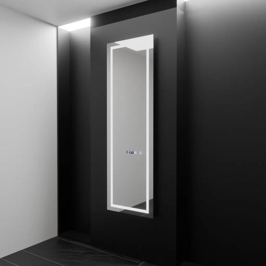 Specchio rettangolare a LED, 45x140cm, sensore radar Giulia Marcello, sistema antiappannante, orologio e termometro, Dimabila, Dressing Couture Dressing Mirrors Titolo predefinito Alessandro Design