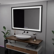Specchio rettangolare a LED, 100x65 cm, Verite Majeste Noir Motion Glow Marcello, sistema antiappannamento, orologio e termometro, specchi dimmerabili Marcello Titolo predefinito Alessandro Design