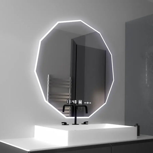 Specchio LED 60cm, POLIGON Sensor MotionGlow Marcello, Sistema antiappannamento, Orologio e Termometro, Specchi Dimabila Marcello Titolo predefinito Alessandro Design
