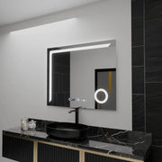 Specchio rettangolare a LED, 100x80 cm, Precision MotionGlow Marcello, sistema antiappannamento, orologio e termometro, lente d'ingrandimento cosmetica, specchi dimmerabili Marcello Titolo predefinito Alessandro Design