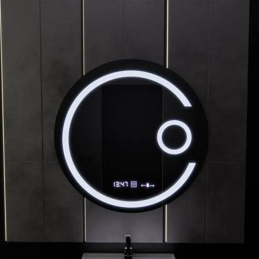 Specchio rotondo a LED, 60 cm, Visio MotionGlow Marcello, sistema antiappannamento, orologio e termometro, lente d'ingrandimento cosmetica, specchi dimmerabili Marcello Titolo predefinito Alessandro Design