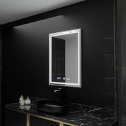 Specchio rettangolare a LED, 60x80 cm, Verite Imperial Silver Motion Glow Marcello, sistema antiappannamento, orologio e termometro, specchi dimmerabili Marcello Titolo predefinito Alessandro Design