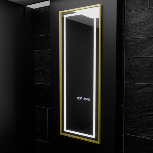 Specchio rettangolare a LED, 45x140 cm, sensore radar Elena Marcello, sistema antiappannamento, orologio e termometro, Dimabila, Dressing Couture Dressing Mirrors Titolo predefinito Alessandro Design