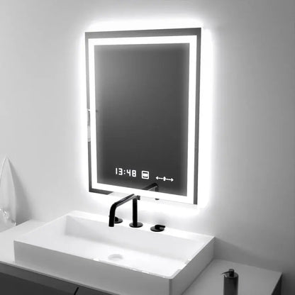 Specchio rettangolare a LED, 45x60 cm, Verite MotionGlow Marcello, sistema antiappannamento, orologio e termometro, Specchi Marcello dimmerabili Titolo predefinito Alessandro Design