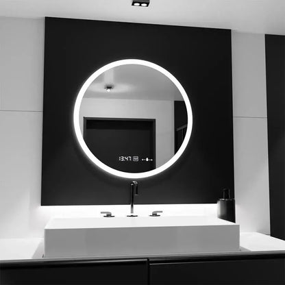 Specchio rotondo a LED 50 cm Giulia Sensore MotionGlow Marcello Sistema antiappannante Orologio e termometro Dimabila Specchi Marcello Titolo predefinito Alessandro Design