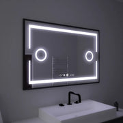 Specchio rettangolare a LED, 120x80 cm, sensore Marcello MotionGlow, sistema antiappannamento, orologio e termometro, lente d'ingrandimento cosmetica, Specchi Marcello dimmerabili Titolo predefinito Alessandro Design