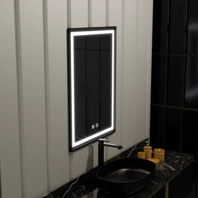 Specchio rettangolare a LED 60x90 cm EDGE Touch Demister System, cornice nera