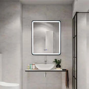 Specchio rettangolare a LED 70x90 cm EDGE Touch Demister System, specchi con cornice nera Korman E Titolo predefinito Alessandro Design
