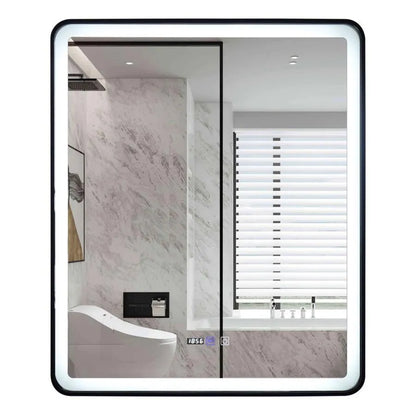 Specchio rettangolare a LED 70x90 cm EDGE Touch Demister System, specchi con cornice nera Korman E Titolo predefinito Alessandro Design