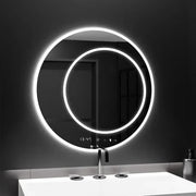 Specchio rotondo a LED, 60 cm, July Touch Marcello, Sistema antiappannamento, Orologio e termometro, Specchi Dimabila Marcello Titolo predefinito Alessandro Design