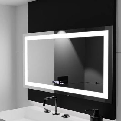 Specchio LED rettangolare, 160x80 cm, Verite MotionGlow Marcello, sistema antiappannamento, orologio e termometro, dimmerabile