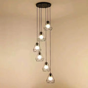 Lampadario a forma di diamante, STRUTTURA, 6x E27, Nero, Lucentezza del metallo Titolo predefinito industriale Alessandro Design
