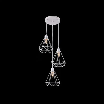 Lampadario a forma di diamante, STRUTTURA, 3xE27, Bianco, Lampadari industriali in metallo Titolo predefinito Alessandro Design