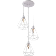 Lampadario a forma di diamante, STRUTTURA, 3xE27, Bianco, Lampadari industriali in metallo Titolo predefinito Alessandro Design