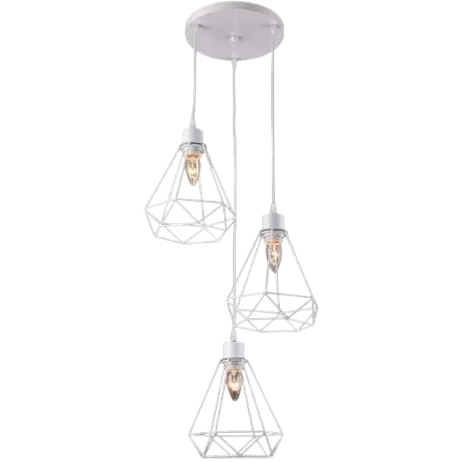 Lampadario a forma di diamante, STRUTTURA, 3xE27, Bianco, Lampadari industriali in metallo Titolo predefinito Alessandro Design