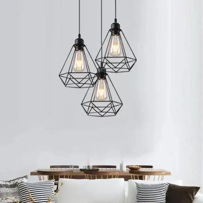 Lampadario a forma di diamante, STRUTTURA, 3xE27, Nero, Lampadari industriali in metallo Titolo predefinito Alessandro Design