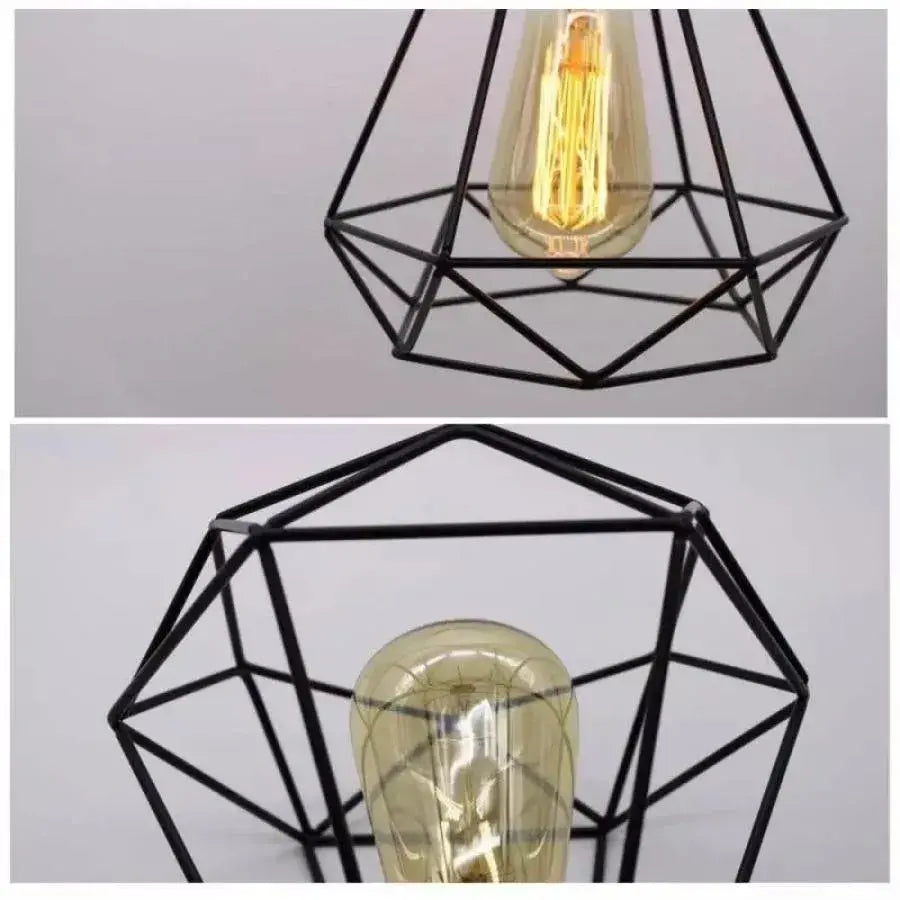 Lampadario a forma di diamante, STRUTTURA, 3xE27, Nero, Lampadari industriali in metallo Titolo predefinito Alessandro Design
