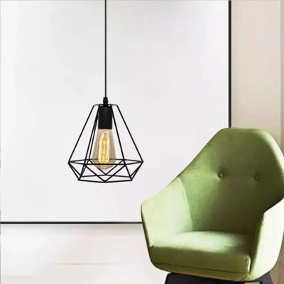 Lampadario a forma di diamante, STRUKTUR, 1xE27, nero, metallo