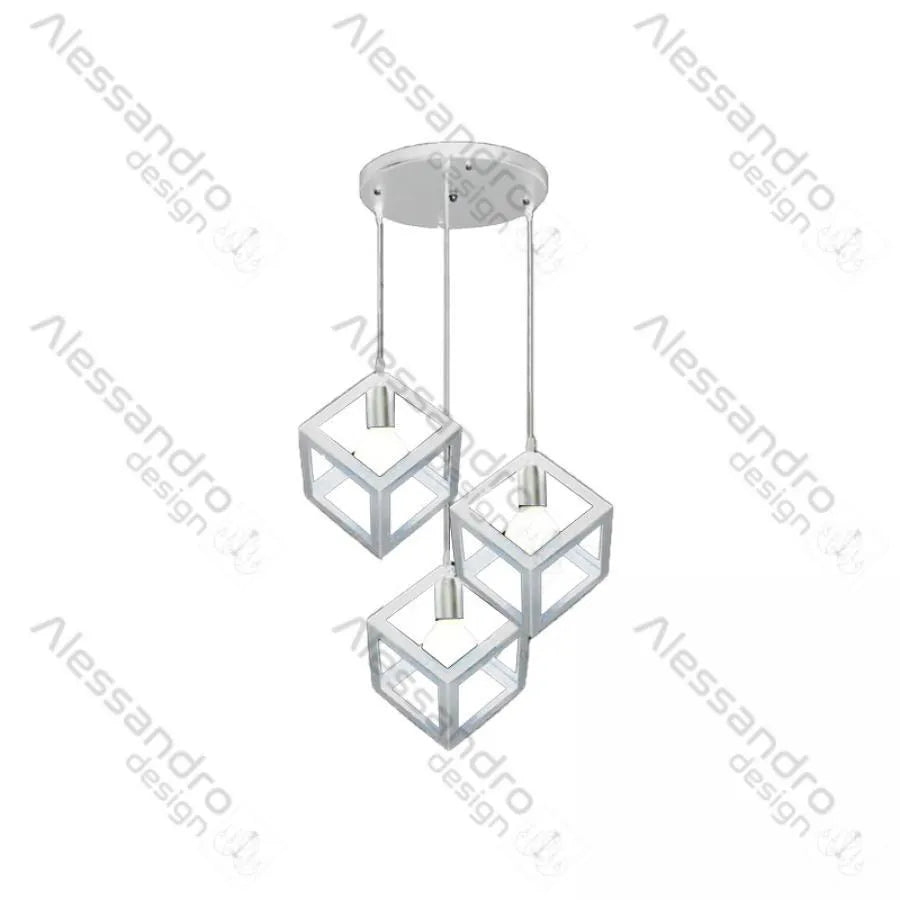 Lustre Form Cube, STRUKTUR Cluster, 3xE27, Bianco, Metallo Lustre Industrial Titolo predefinito Alessandro Design