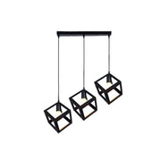 Lampadario a forma di cubo, STRUKTUR Linear Trio, 3x E27, Nero, Lucentezza del metallo Titolo predefinito industriale Alessandro Design